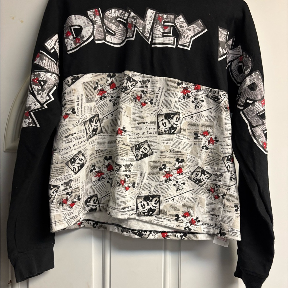 Disney Black, White & Red Mickey Newspaper Pullover